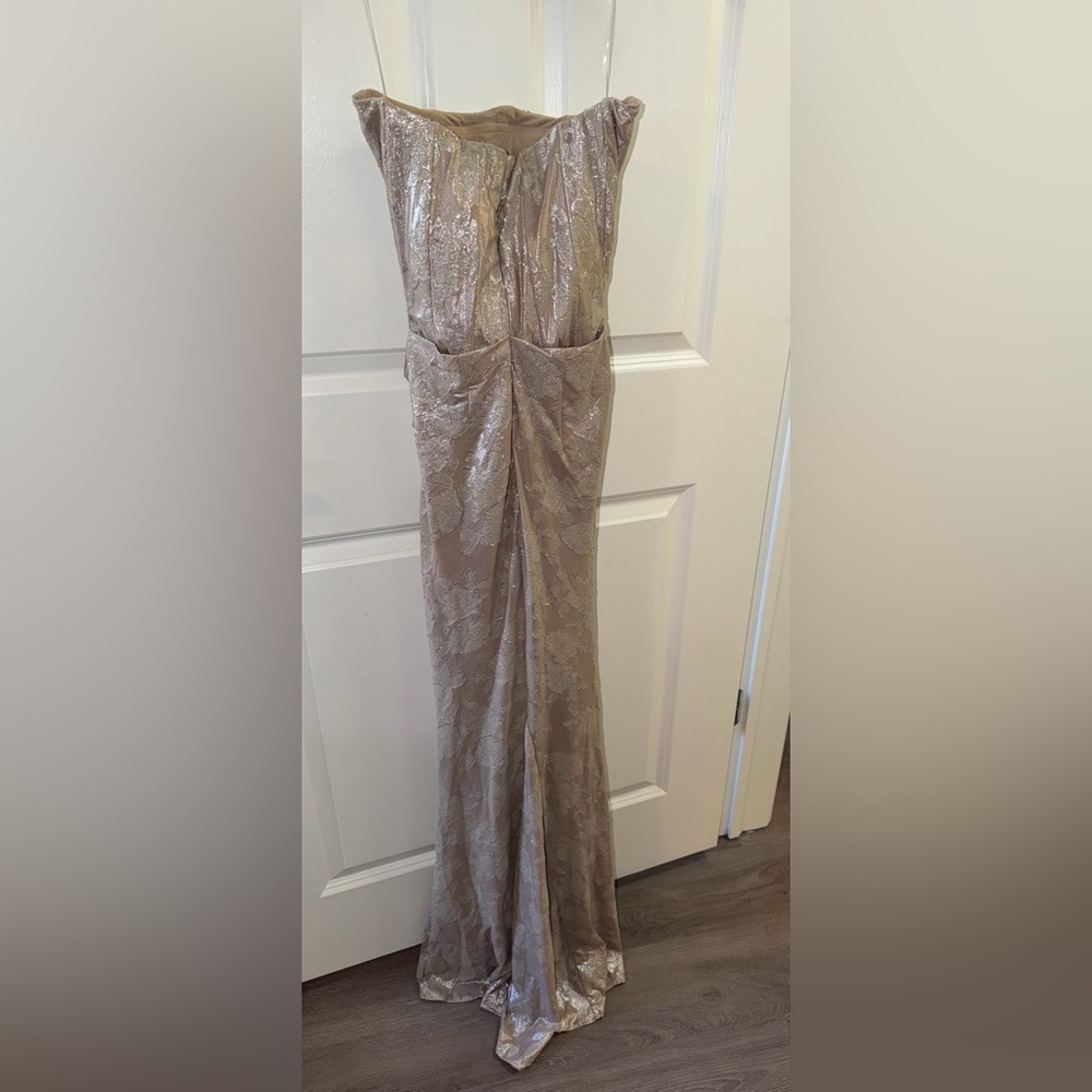 House of CB Strapless Satin-Lace Corset Maxi Dress - gold - Picture 5 of 6